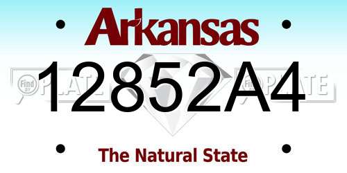 12852A4 Arkansas License Plate