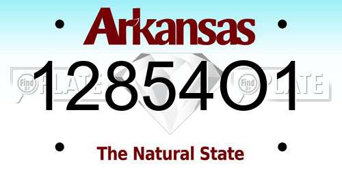 12854O1 Arkansas License Plate