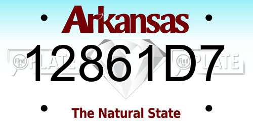 12861D7 Arkansas License Plate