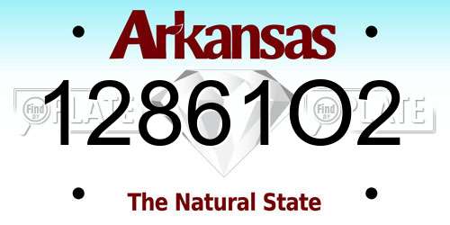 12861O2 Arkansas License Plate