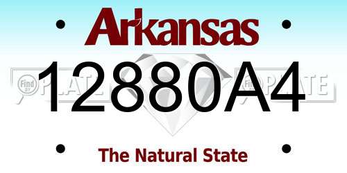 12880A4 Arkansas License Plate