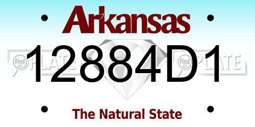 12884D1 Arkansas License Plate
