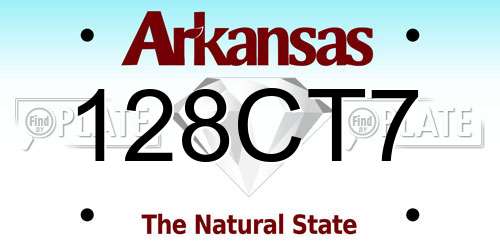 128CT7 Arkansas License Plate