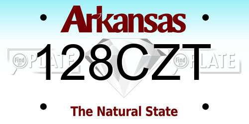 128CZT Arkansas License Plate