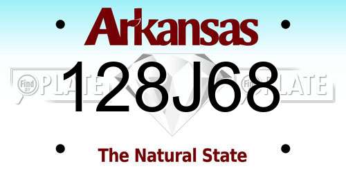 128J68 Arkansas License Plate