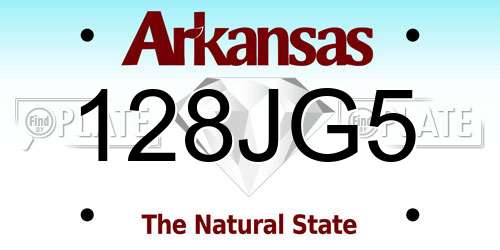 128JG5 Arkansas License Plate