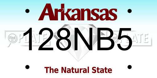 128NB5 Arkansas License Plate