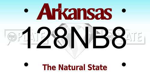 128NB8 Arkansas License Plate