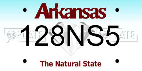 128NS5 Arkansas License Plate