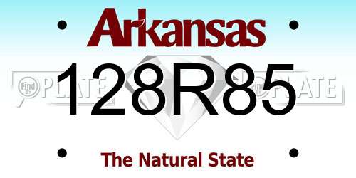 128R85 Arkansas License Plate