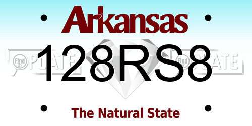 128RS8 Arkansas License Plate