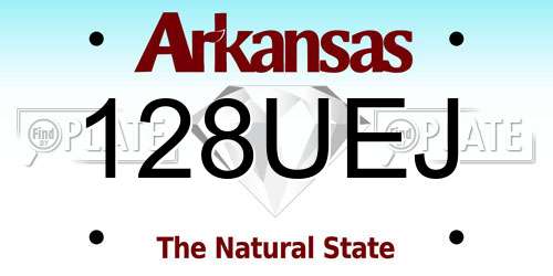 128UEJ Arkansas License Plate