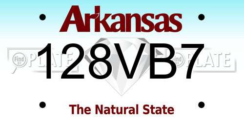 128VB7 Arkansas License Plate