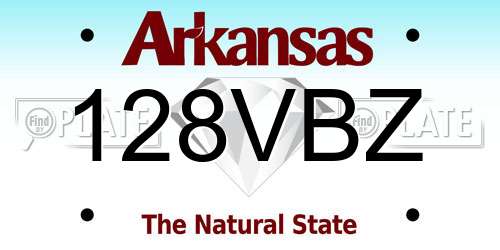 128VBZ Arkansas License Plate