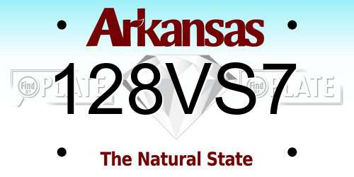 128VS7 Arkansas License Plate
