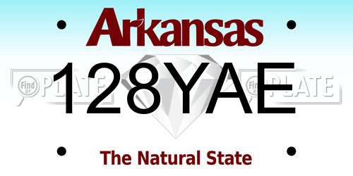 128YAE Arkansas License Plate