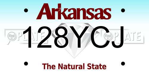 128YCJ Arkansas License Plate