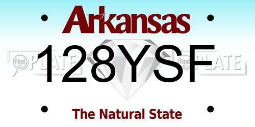128YSF Arkansas License Plate