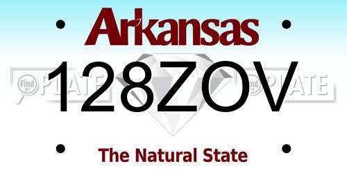 128ZOV Arkansas License Plate