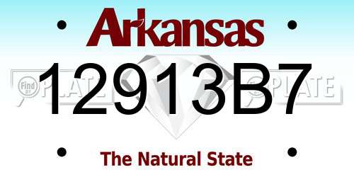 12913B7 Arkansas License Plate