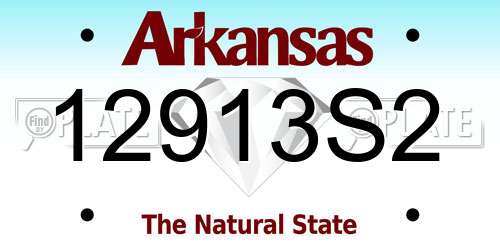12913S2 Arkansas License Plate