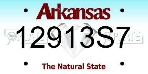 12913S7 Arkansas License Plate