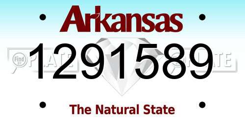 1291589 Arkansas License Plate