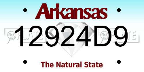 12924D9 Arkansas License Plate