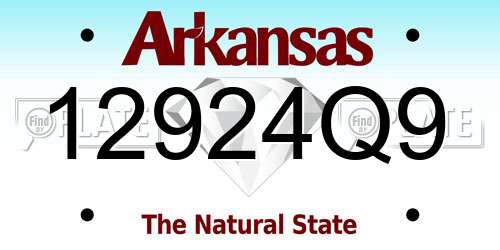 12924Q9 Arkansas License Plate