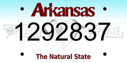 1292837 Arkansas License Plate