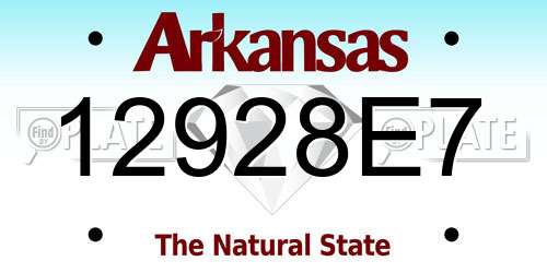 12928E7 Arkansas License Plate