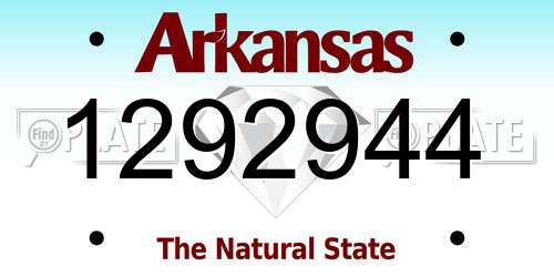 1292944 Arkansas License Plate
