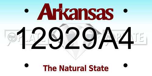 12929A4 Arkansas License Plate