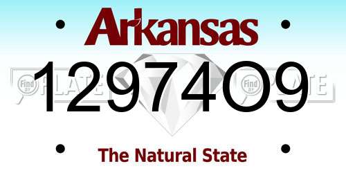 12974O9 Arkansas License Plate