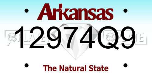 12974Q9 Arkansas License Plate