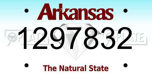 1297832 Arkansas License Plate