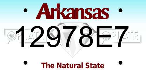 12978E7 Arkansas License Plate