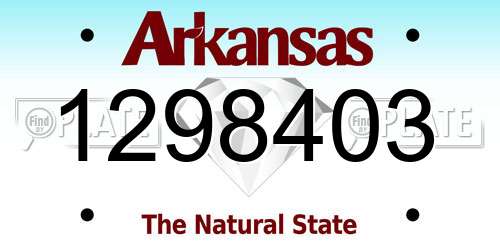 1298403 Arkansas License Plate