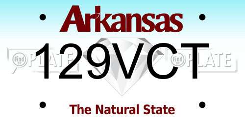 129VCT Arkansas License Plate