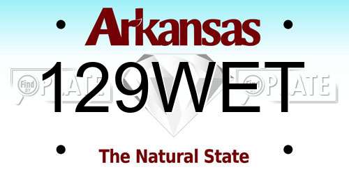 129WET Arkansas License Plate