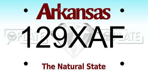 129XAF Arkansas License Plate
