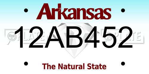 12AB452 Arkansas License Plate
