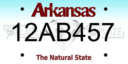 12AB457 Arkansas License Plate