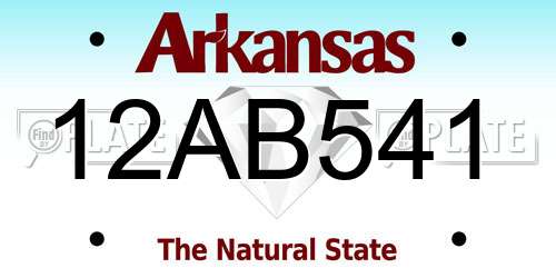 12AB541 Arkansas License Plate