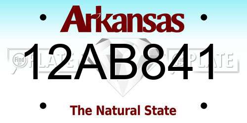 12AB841 Arkansas License Plate