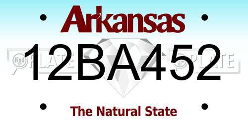 12BA452 Arkansas License Plate