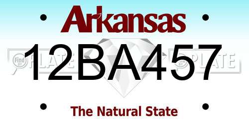 12BA457 Arkansas License Plate