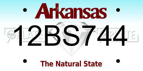 12BS744 Arkansas License Plate