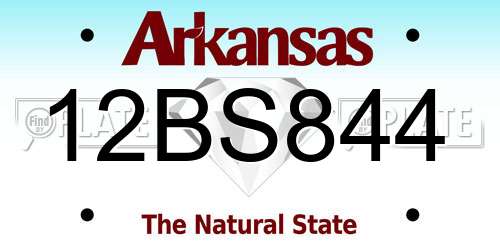 12BS844 Arkansas License Plate