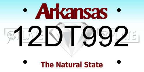 12DT992 Arkansas License Plate